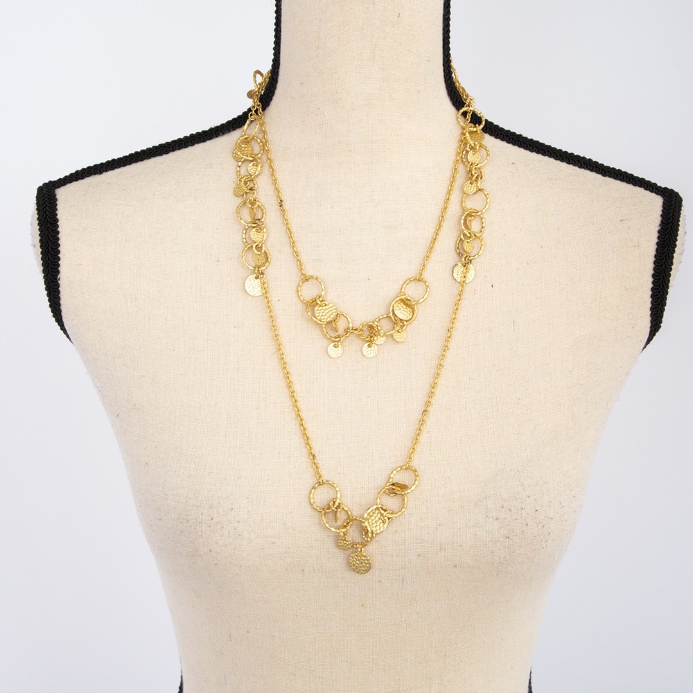 Gold look large link necklace that can be worn different ways Accessory Crossing
